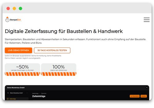 Screenshot der Website von Die Stempelzeit